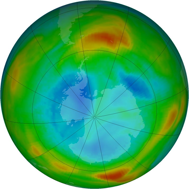 Antarctic ozone map for 22 August 1982